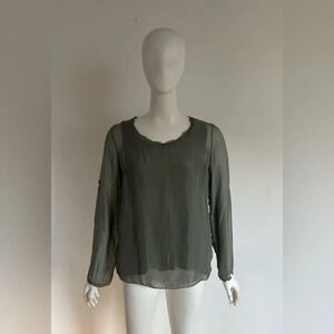 Nina Kendosa sheer sage green Viscose peasant blouse Size Like Small